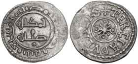 Palermo. Ruggero II, Duca Normanno (1105-1154). Terzo di ducale, classe B (C squadrata) (1140-1141). D/ Legenda araba su due righe seguita da globetto...