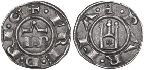 Parma. Repubblica a nome di Ottone IV (1208-1209). Grosso. D/ Le lettere I P (Imperator) sormontate da omega. R/ Castello a tre torri. CNI 1/6; MIR (E...