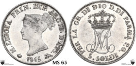 Parma. Maria Luigia d'Austria (1815-1847). Da 5 soldi 1815. D/ Busto diademato a destra. R/ Monogramma di Maria Luigia coronato; sotto, 5 SOLDI. Pag. ...