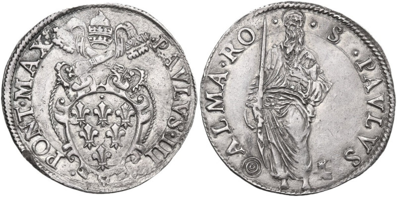 Roma. Paolo III (1534-1549), Alessandro Farnese. Paolo o giulio. D/ Stemma Farne...