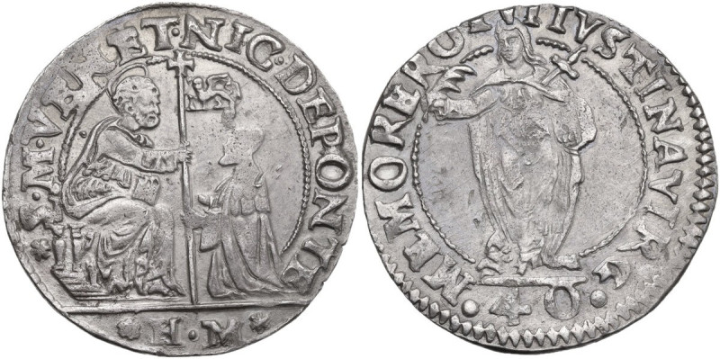 Venezia. Nicolò Da Ponte (1578-1585). Quarto di scudo da 2 lire o quarto di gius...