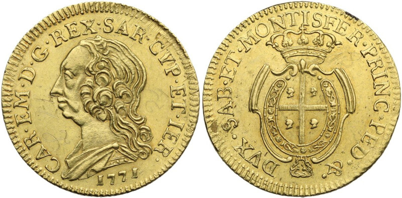 Carlo Emanuele III (1730-1773). Mezzo carlino sardo da 2,5 doppiette 1771, Torin...