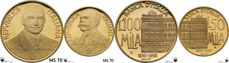 100000 e 50000 lire 1993 centenario della banca d'Italia. Mont. 1 e 2. AU. Opus:...