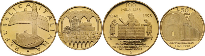 100000 e 50000 lire 1998 650° anniversario della torre del Mangia e 850° anniver...