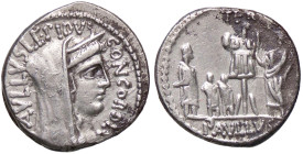 ROMANE REPUBBLICANE - AEMILIA - L. Aemilius Lepidus Paullus (62 a.C.) - Denario B. 10; Cr. 415/1 (AG g. 4) Incrostazioni al R/
SPL/qSPL