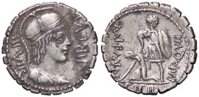 ROMANE REPUBBLICANE - AQUILIA - Mn. Aquillius Mn. f. Mn. n. (71 a.C.) - Denario serrato B. 2; Cr. 401/1 (AG g. 3,74)
qSPL/SPL