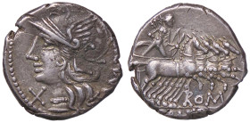 ROMANE REPUBBLICANE - BAEBIA - M. Baebius Q. f. Tampilus (137 a.C.) - Denario B. 12; Cr. 236/1 (AG g. 3,93)
qSPL/SPL