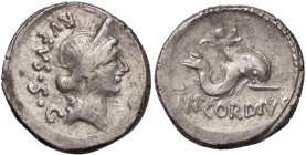ROMANE REPUBBLICANE - CORDIA - Mn. Cordius Rufus (46 a.C.) - Denario B. 3; Cr. 463/3 (AG g. 4,05)
BB+