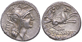ROMANE REPUBBLICANE - CURTIA - Q. Curtius (116-115 a.C.) - Denario B. 2; Cr. 285/2 (AG g. 3,92) Bella patina su fondi lucenti
qFDC