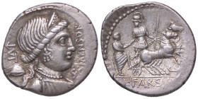 ROMANE REPUBBLICANE - FARSULEIA - L. Farsuleius Mensor (75 a.C.) - Denario B. 1; Cr. 392/1a (AG g. 3,9) Lieve debolezza marginale di conio - Delicata ...