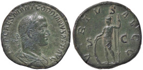 ROMANE IMPERIALI - Gordiano II L'Africano (238) - Sesterzio C. 15 (70 Fr.) AE Con cartellino Dott. Eupremio Montenegro del 1983
BB+