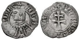 The Crown of Aragon. Pedro III (1336-1387). Dinero. Jaca (Huesca). (Cru C.G-2276b). (Cru V.S-463.2). Anv.: ARAG-ONUM. Ve. 0,82 g. Very rare. VF. Est.....