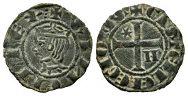 Kingdom of Castille and Leon. Sancho IV (1284-1295). Seisen or Meaja Coronada. Murcia. (Bautista-444). Ve. 0,83 g. With H and star. Choice VF. Est...4...