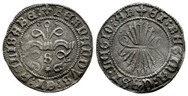 Catholic Kings (1474-1504). 1/2 real. Sevilla. (Cal-2558). Ag. 1,34 g. S and star on obverse. Very well-centered struck. Light wavy flan. Choice VF. E...