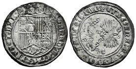 Catholic Kings (1474-1504). 1 real. Granada. (Cal-360). Ag. 3,13 g. Shield between roundels. VF/Choice VF. Est...80,00. 

Spanish description: Ferna...