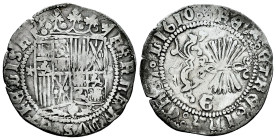Catholic Kings (1474-1504). 1 real. Granada. (Cal-364). Anv.: FERNANDVS : ET hELISA . Rev.: + REX : ET REGINA : CAST ◦ LIGIO : . Ag. 3,09 g. Shield fl...