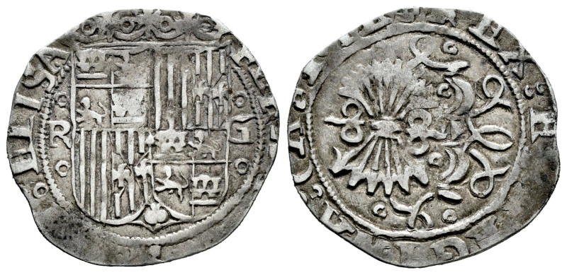 Catholic Kings (1474-1504). 1 real. Granada. (Cal-372). Ag. 3,14 g. Shield betwe...