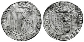 Catholic Kings (1474-1504). 1 real. Segovia. (Cal-376). Ag. 3,35 g. Before the Pragmatica. Wavy flan. Almost XF. Est...400,00. 

Spanish description...