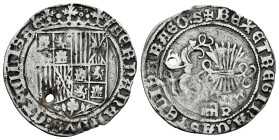 Catholic Kings (1474-1504). 1 real. Segovia. P. (Cal-381). Anv.: FERNANDVS : ET hELISA . Rev.: + REX ET REGINA : CAST ELISA ARAGO : S. Ag. 2,97 g. Pun...