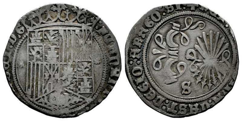 Catholic Kings (1474-1504). 1 real. Sevilla. (Cal-422). Ag. 2,70 g. Shield betwe...