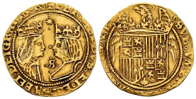 Catholic Kings (1474-1504). Double excelente. Sevilla. (Cal-721). (Tauler-170). Au. 6,40 g. Eight-pointed star. With S between the busts. Light wavy f...