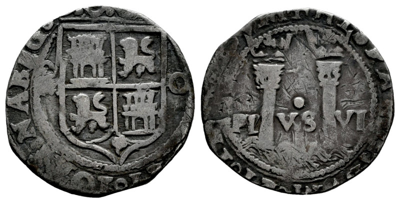 Charles-Joanna (1504-1555). 1 real. Mexico. O. (Cal-74). Ag. 2,53 g. Shield betw...