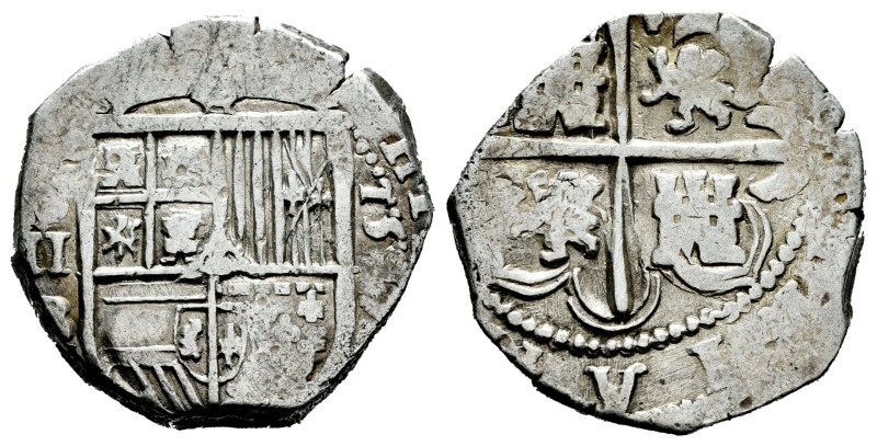 Philip II (1556-1598). 2 reales. 1597. Sevilla. B. (Cal-424). Ag. 6,75 g. Almost...