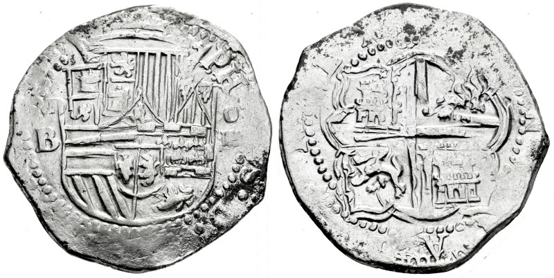 Philip II (1556-1598). 4 reales. Potosí. B. (Cal-525). Ag. 13,55 g. Scarce. VF. ...