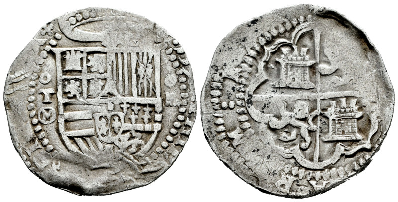 Philip II (1556-1598). 4 reales. 159(?). Toledo. M. (Cal-Tipo 180). Ag. 13,60 g....