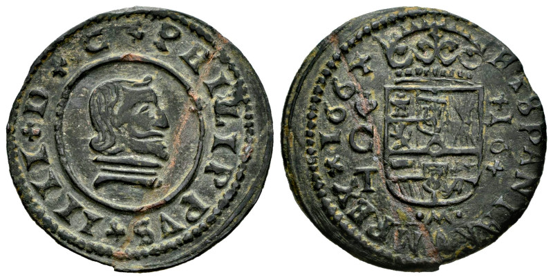 Philip IV (1621-1665). 16 maravedis. 1664. Córdoba. TM. (Cal-445). Ae. 3,94 g. B...