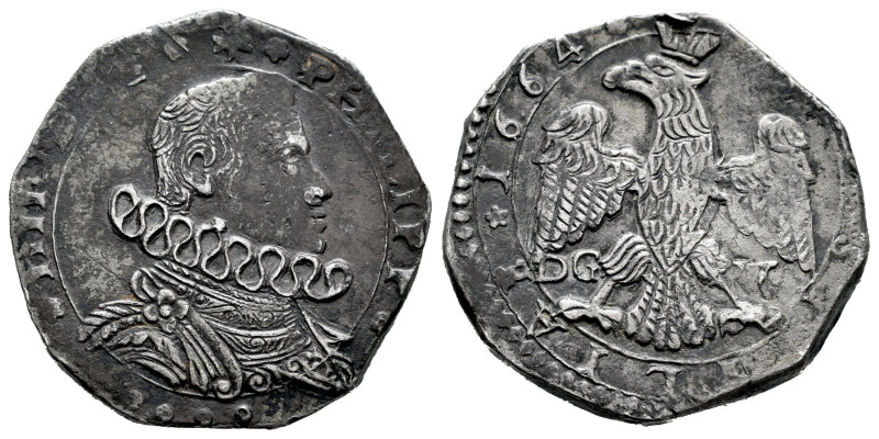 Philip IV (1621-1665). 4 tari. 1664. Messina. DG-V. (Tauler-2105). (Vti-208). (M...