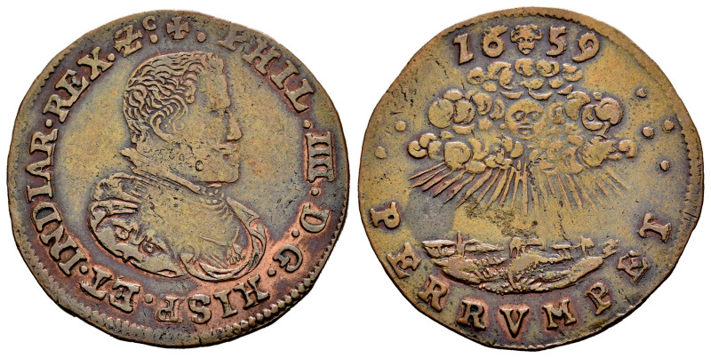 Philip IV (1621-1665). Jetón. 1659. Brussels. (Dugn-4134). (Vq-13866 var. metal)...