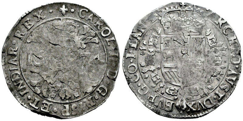 Charles II (1665-1700). 1 patagon. 1674. Bruges. (Tauler-3372). (Vanhoudt-698.BG...