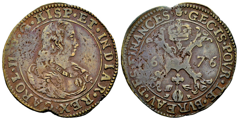 Charles II (1665-1700). Jeton. 1676. Antwerpen. (Dugn-4361). Ae. 5,87 g. Finance...