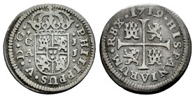 Philip V (1700-1746). 1/2 real. 1719. Cuenca. JJ. (Cal-105). Ag. 1,34 g. Almost VF. Est...30,00. 

Spanish description: Felipe V (1700-1746). 1/2 re...