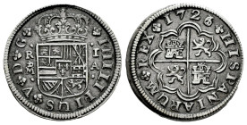 Philip V (1700-1746). 1 real. 1726/1. Madrid. A. (Cal-436). Ag. 3,25 g. Clear overdate. Toned. Choice VF. Est...60,00. 

Spanish description: Felipe...