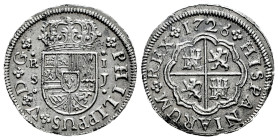 Philip V (1700-1746). 1 real. 1726. Sevilla. J. (Cal-649). Ag. 2,87 g. Cleaned rust. Choice VF. Est...65,00. 

Spanish description: Felipe V (1700-1...