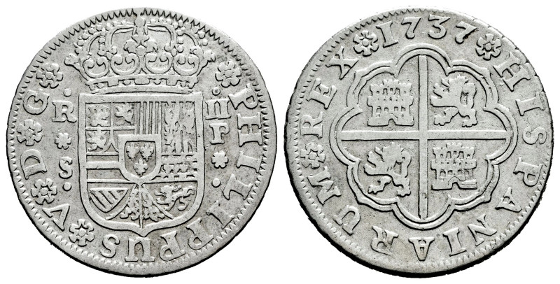 Philip V (1700-1746). 2 reales. 1737. Sevilla. P. (Cal-997). Ag. 5,72 g. Almost ...