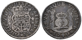 Philip V (1700-1746). 4 reales. 1740/30. Mexico. MF. (Cal-1122). Ag. 13,22 g. Overdate. Toned. VF. Est...300,00. 

Spanish description: Felipe V (17...