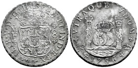 Philip V (1700-1746). 8 reales. 1736. Mexico. MF. (Cal-1445). Ag. 26,22 g. Cleaned surface rust. Choice VF. Est...350,00. 

Spanish description: Fel...