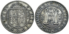 Philip V (1700-1746). 8 reales. 1721. Santa Fe de Nuevo Reino. Ag. 24,05 g. Coinage from the School of Engravers. XF. Est...400,00. 

Spanish descri...