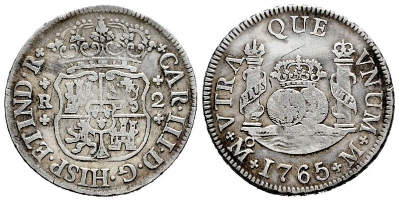 Charles III (1759-1788). 2 reales. 1765. Mexico. M. (Cal-649). Ag. 6,64 g. Clean...