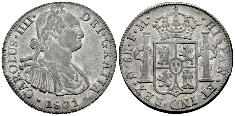 Charles IV (1788-1808). 8 reales. 1801. Mexico. FM. (Cal-953). Ag. 27,02 g. Hair...