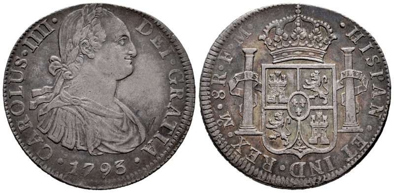 Charles IV (1788-1808). 8 reales. 1793. Mexico. FM. (Cal-955). Ag. 27,06 g. Beau...