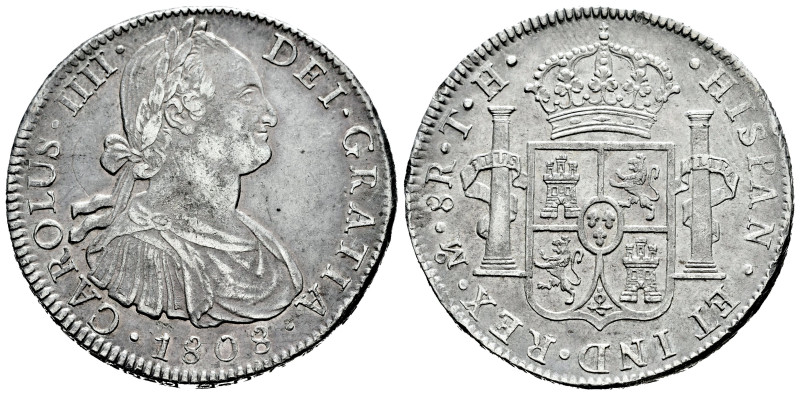 Charles IV (1788-1808). 8 reales. 1808. Mexico. TH. (Cal-988). Ag. 27,03 g. Scra...