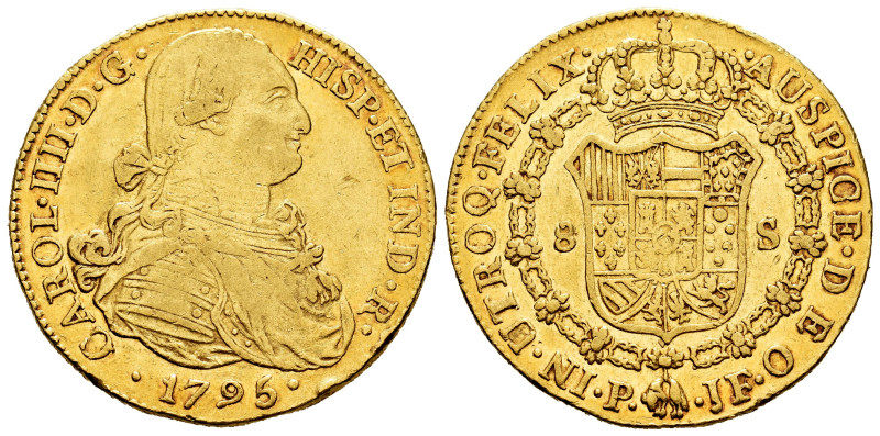 Charles IV (1788-1808). 8 escudos. 1795. Popayán. JF. (Cal-1667). (Cal onza-1058...