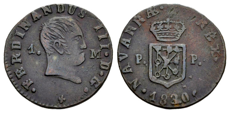 Ferdinand VII (1808-1833). 1 maravedi. 1830. Pamplona. (Cal-39). Ae. 1,85 g. VF....