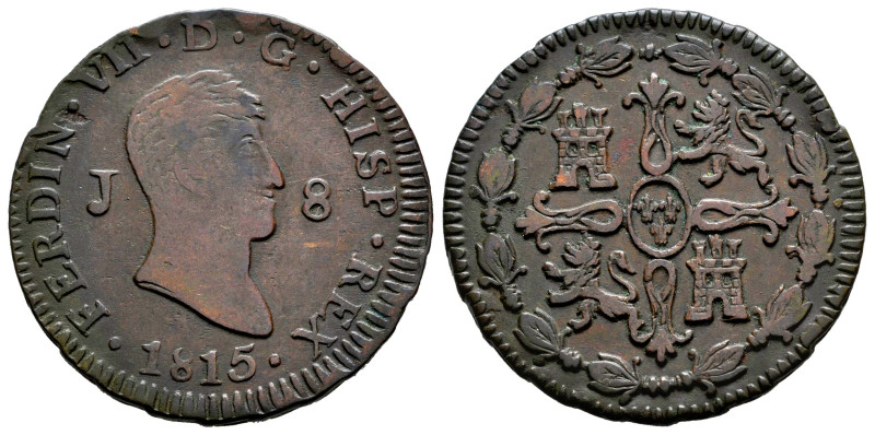 Ferdinand VII (1808-1833). 8 maravedis. 1815. Jubia. (Cal-193). Ae. 9,19 g. VF/C...