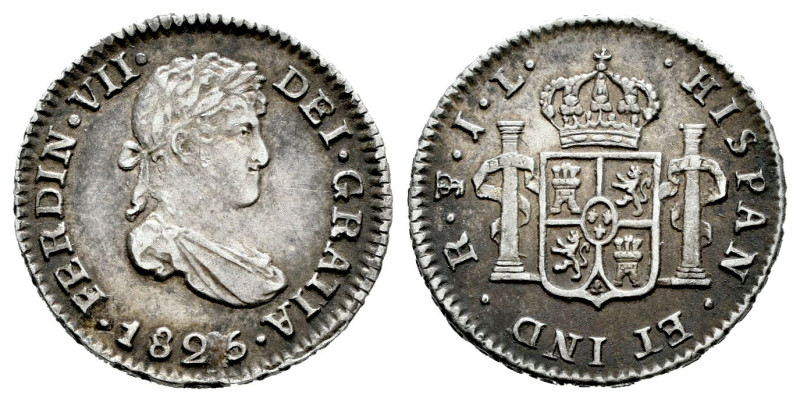 Ferdinand VII (1808-1833). 1/2 real. 1825. Potosí. JL. (Cal-442). Ag. 1,63 g. To...