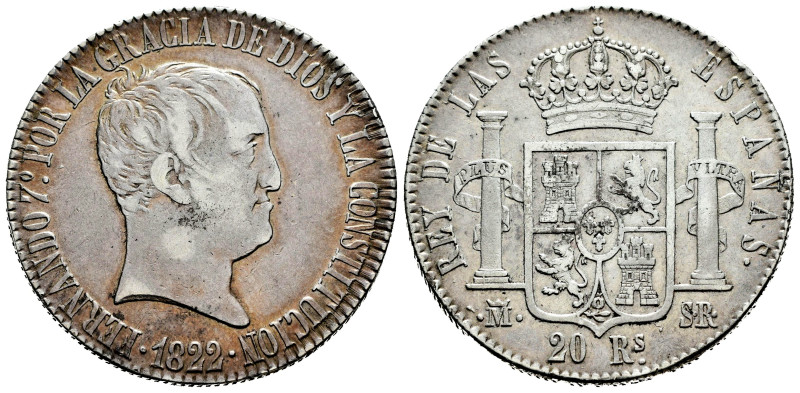 Ferdinand VII (1808-1833). 20 reales. 1822. Madrid. SR. (Cal-1282). Ag. 26,89 g....